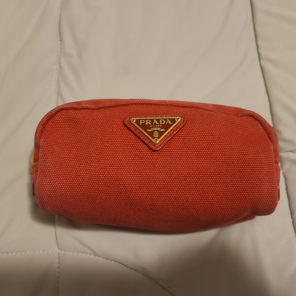 Prada Red Canvas Pouch